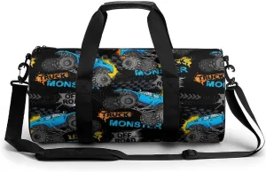 Monster Truck Cars Duffelbag Utility Bag Cylindrical Duffelbags Picnic Bags Gym Satchel Travel Handbag Overnighter Duffles 17.7in/9in/9in