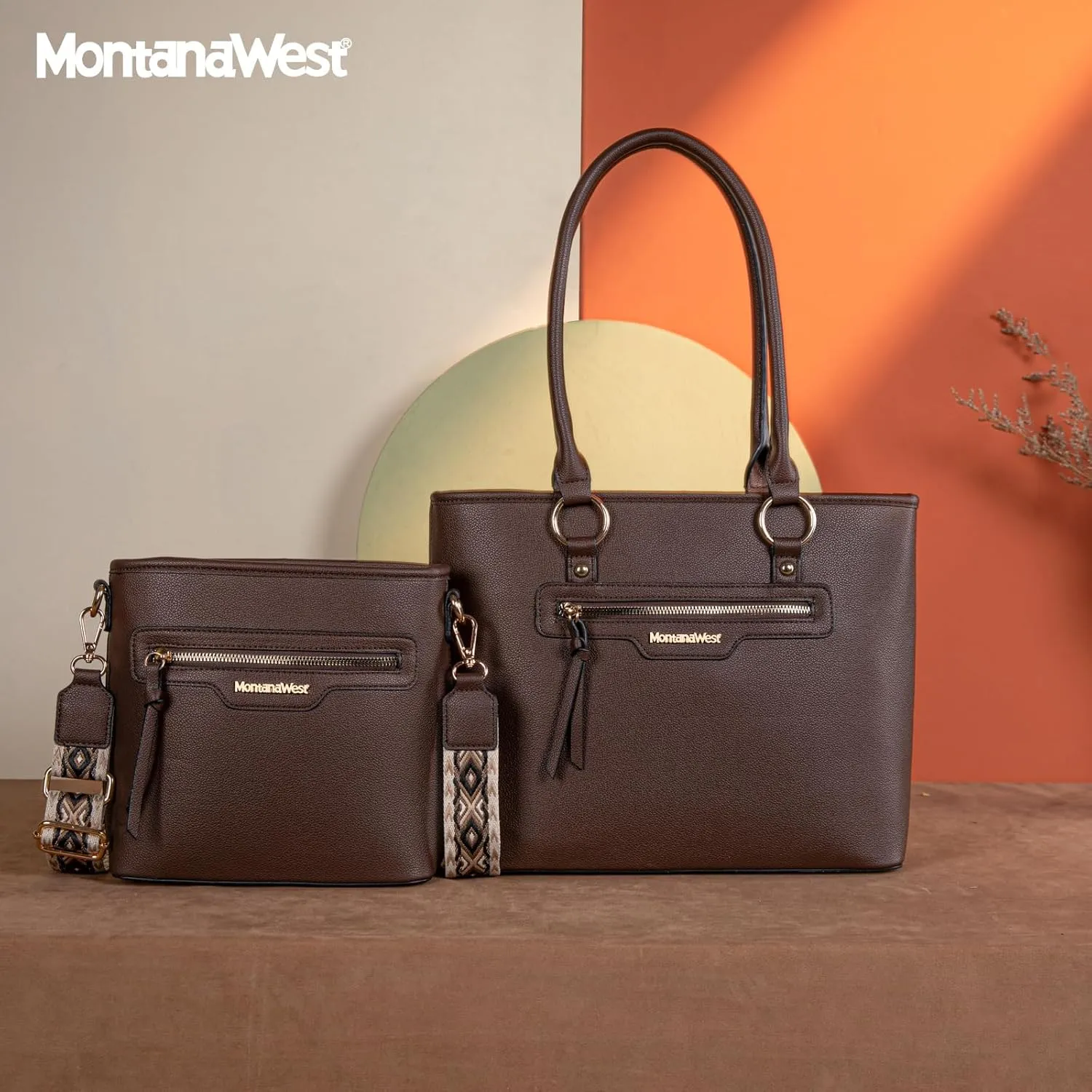 Montana West 2Pcs Handbags Sets for Women Large Tote Bags Cute Crossbody Purses