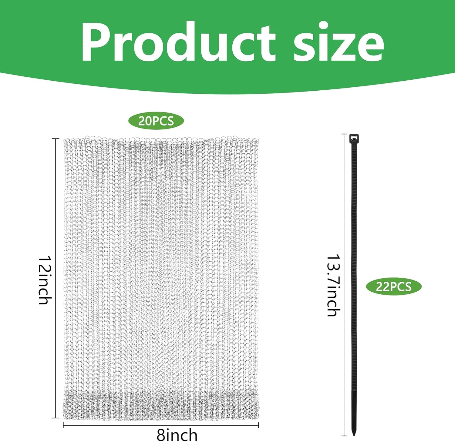 moonoom 20Pcs 8x12 Inch Stainless Steel Fruit Protection Bag, Fruit Protection Wire Cover Bag with Zip Tie, Reusable Vegetable Barrier Wire Bags for Protecting Fruits Berries Roots