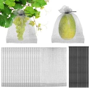 moonoom 20Pcs 8x12 Inch Stainless Steel Fruit Protection Bag, Fruit Protection Wire Cover Bag with Zip Tie, Reusable Vegetable Barrier Wire Bags for Protecting Fruits Berries Roots