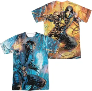 Mortal Kombat- Sub Zero Vs. Scorpion (Front/Back) T-Shirt Size L White