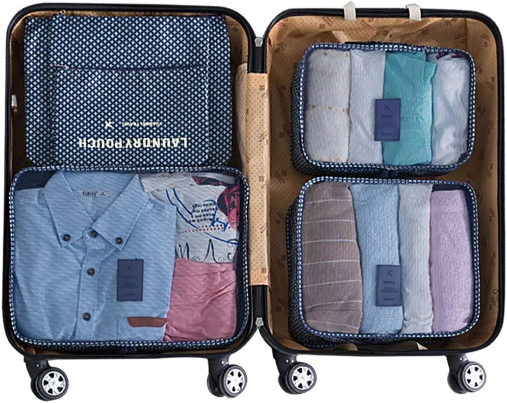 Mossio 7 Set Packing Cubes with Shoe Bag - Travel Carry On Luggage Organizer