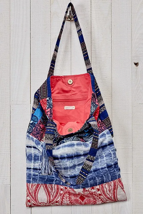 Multi Patchwork Oversized Shopper Bag