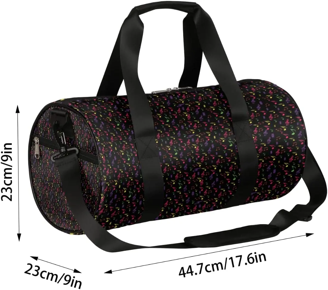 Music Note Colorful Gym Bag Small Gym Duffel Bags for Men Women Overnight Weekender Bag Lightweight Sport Duffle Bag Carry On Gymbag