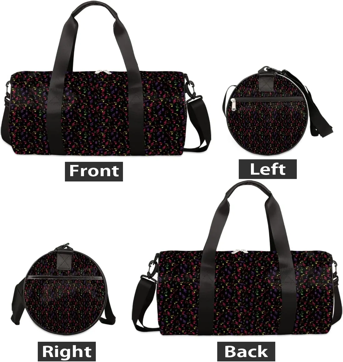 Music Note Colorful Gym Bag Small Gym Duffel Bags for Men Women Overnight Weekender Bag Lightweight Sport Duffle Bag Carry On Gymbag
