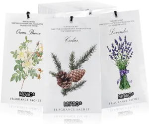 MYARO Scented Sachets 12 Pack Home Fragrance Sachet for Drawers & Closets, Long-Lasting Sachets Bags Cedar Wood, Ocean, Lavender Scented Sachet 3 Scent Air Freshener Scent for Lover