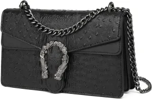 MYHOZEE Crossbody Bags for Women - Snake Printed Clutch Purses Leather Chain Shoulder Bags Evening Handbags