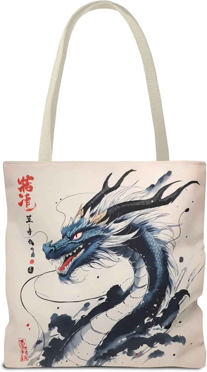Mystical Dragon Eco-Friendly Tote Shopping Bag, Art Lover Gift, Asian Culture Decor, Cosplay Accessory