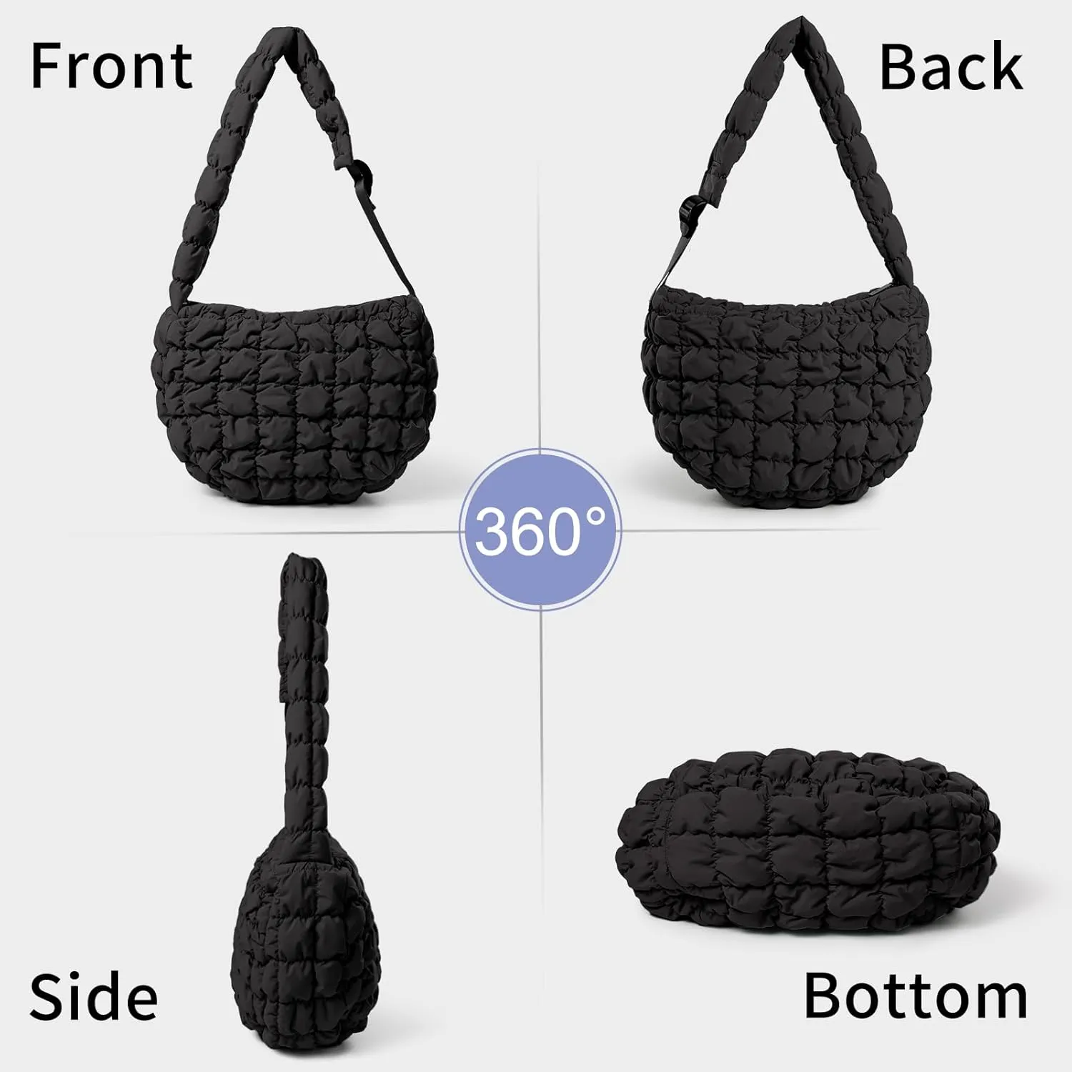 NAARIIAN Puffer bag Lightweight Quilted Tote Bags Puffy shoulder bag for Women Crossbody purse Padded handbag