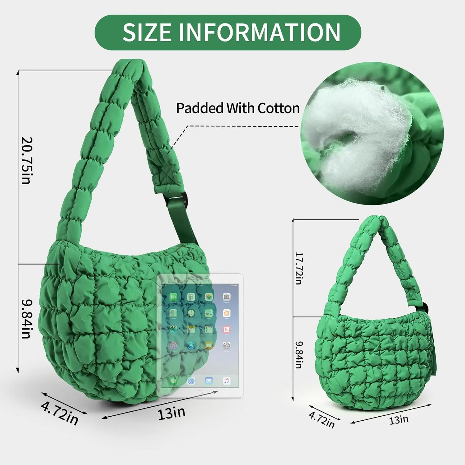 NAARIIAN Puffer bag Lightweight Quilted Tote Bags Puffy shoulder bag for Women Crossbody purse Padded handbag