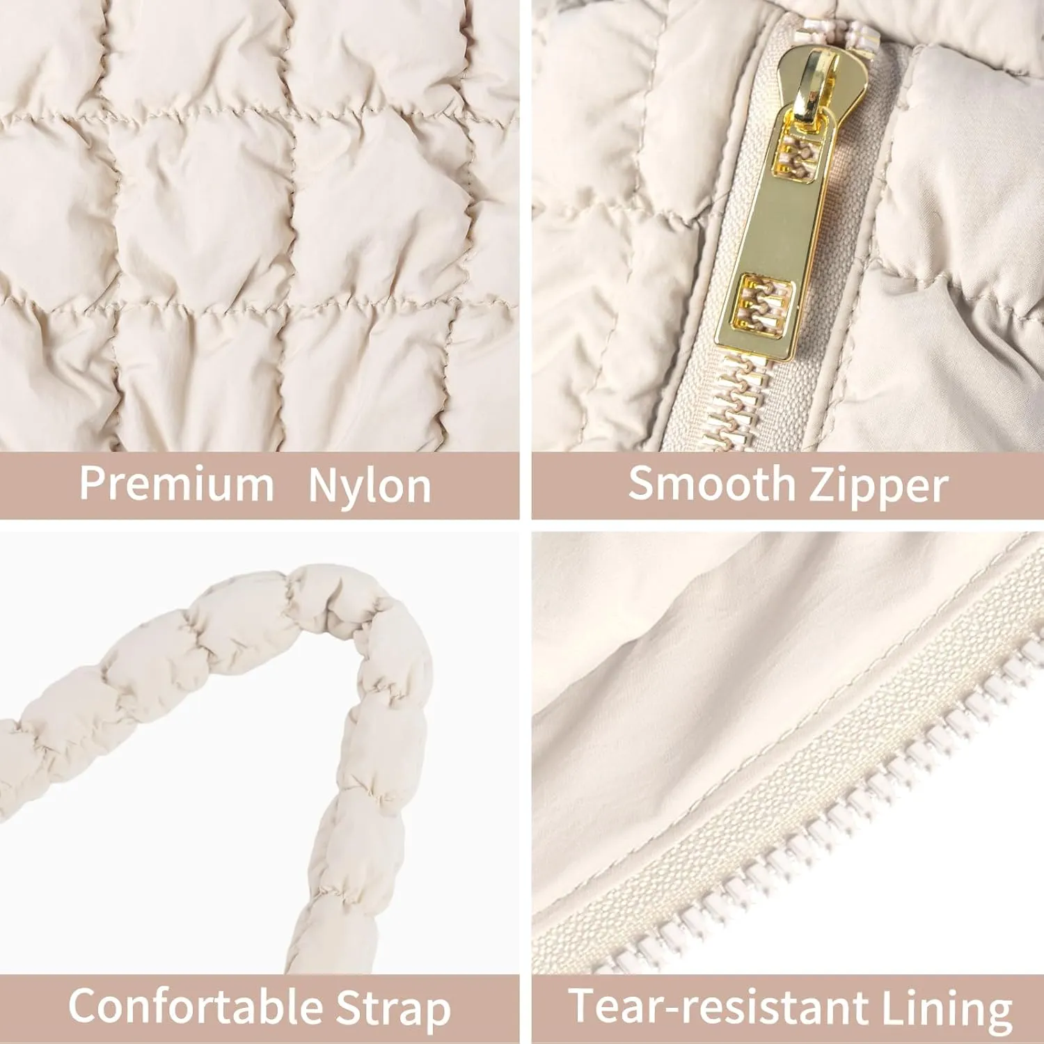 NAARIIAN Puffer bag Lightweight Quilted Tote Bags Puffy shoulder bag for Women Crossbody purse Padded handbag