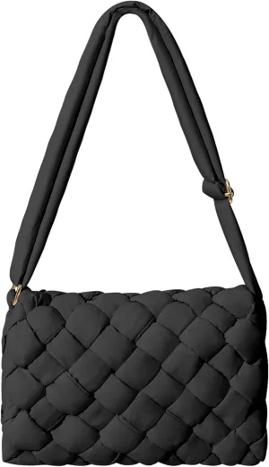 NAARIIAN Puffer Crossbody Bag for Women Lightweight Quilted Puffer Shoulder Bags with Adjustable Strap Puffy Woven Purse