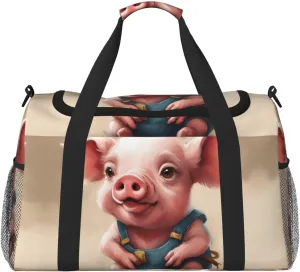 Naughty pig baby print Carry on Bag Underseat Personal Item Bag Travel Duffel Bag Gym Carry On Sports Bag