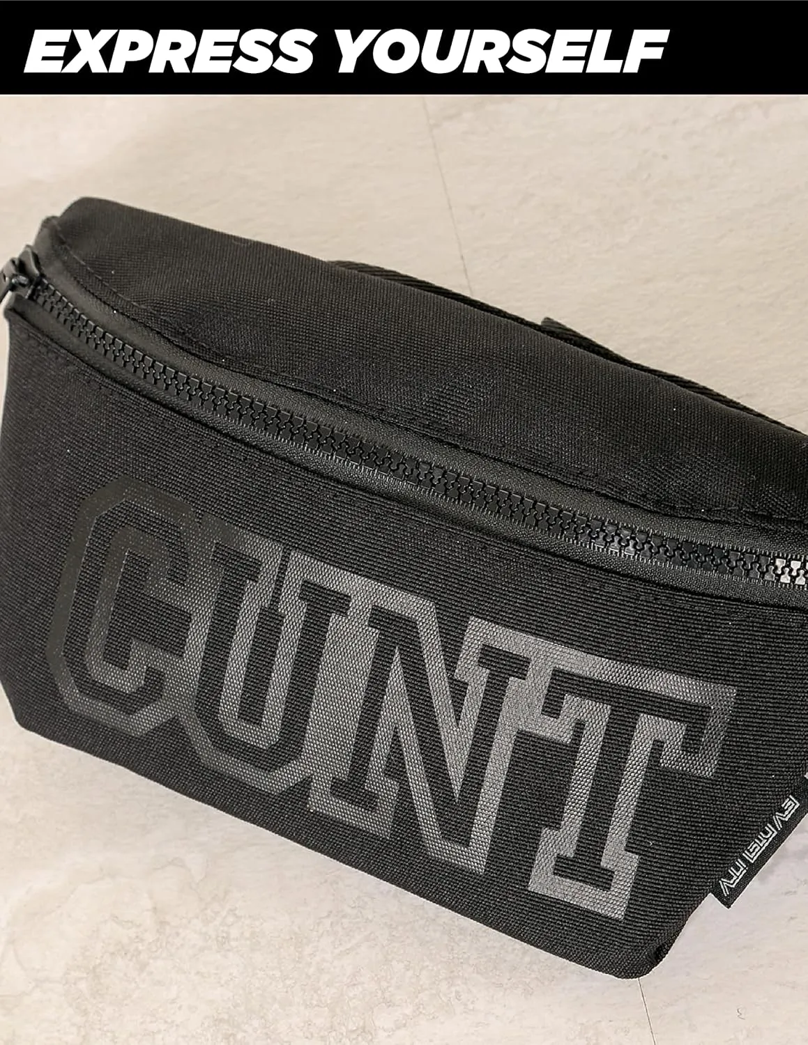 NC-17 90s Black Fanny Pack Crossbody Bags for Women Festival Bag Small Fanny Packs for Women Fashionable Concert Rave Accessories Fanny Pack for Men Womens Fashion Waist (83025)