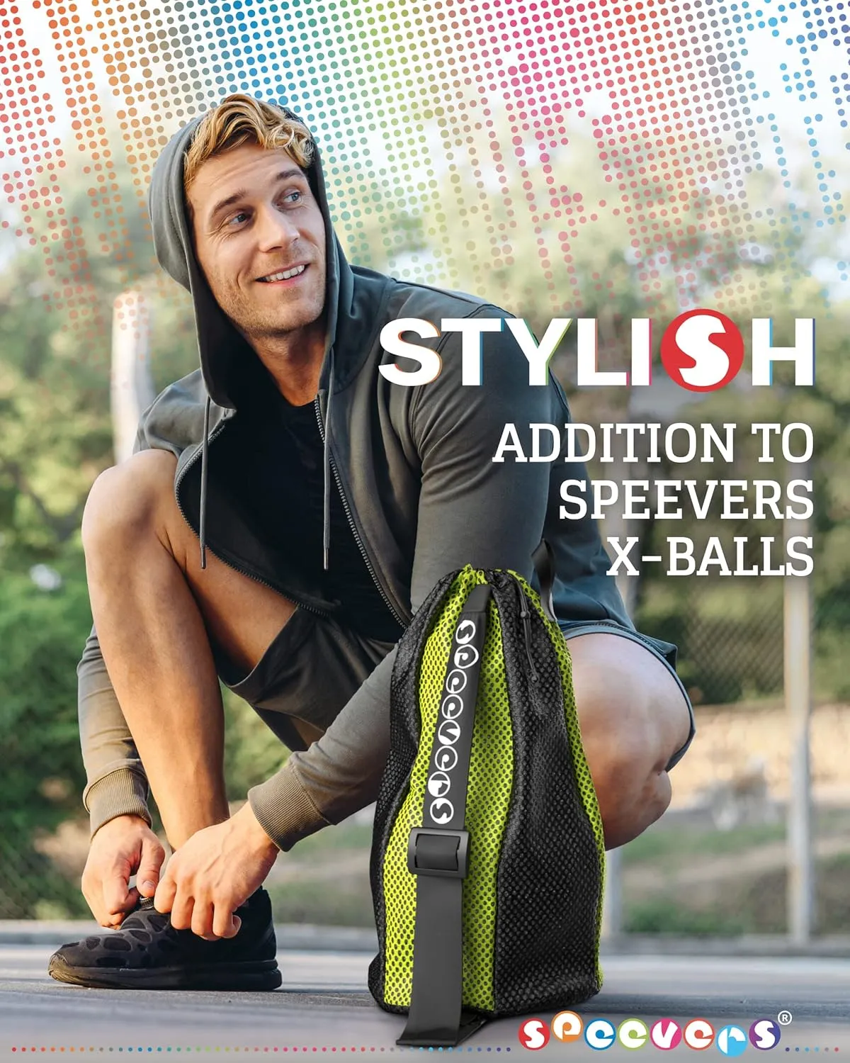 New Mesh Bag for Swimming Gear - 7 Colorful Swimming Bags for Swimmers - Unisex Swim Mesh Bag for Men Women - 35L Mesh Drawstring Backpack with Handle (Xbag Light - Black/Yellow)