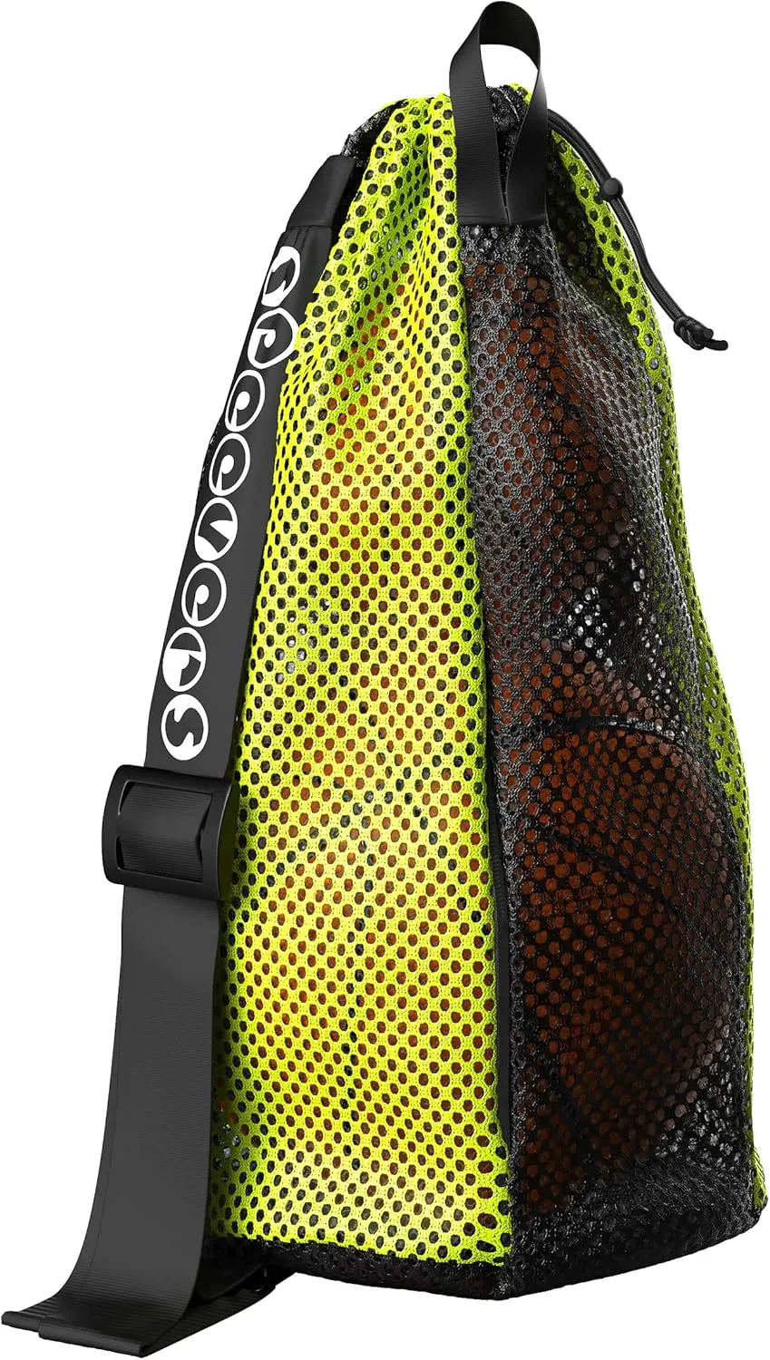 New Mesh Bag for Swimming Gear - 7 Colorful Swimming Bags for Swimmers - Unisex Swim Mesh Bag for Men Women - 35L Mesh Drawstring Backpack with Handle (Xbag Light - Black/Yellow)