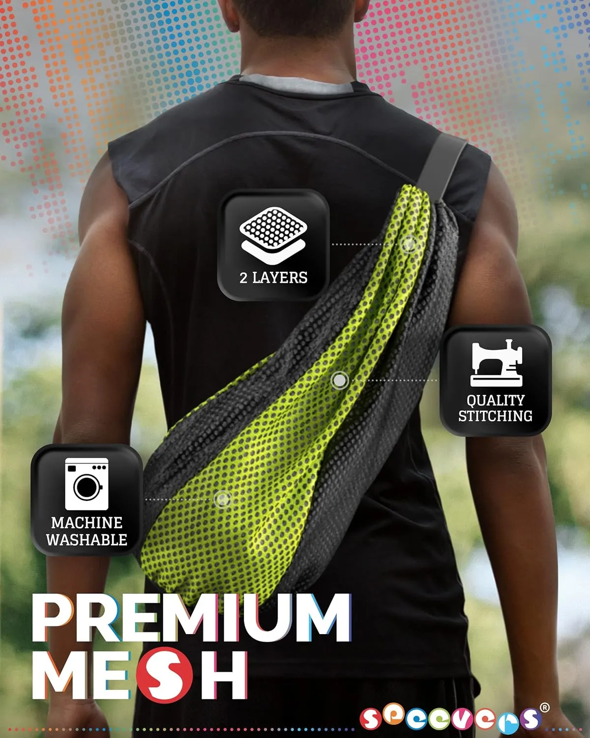 New Mesh Bag for Swimming Gear - 7 Colorful Swimming Bags for Swimmers - Unisex Swim Mesh Bag for Men Women - 35L Mesh Drawstring Backpack with Handle (Xbag Light - Black/Yellow)