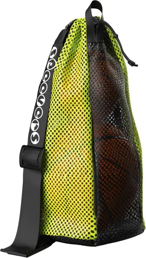New Mesh Bag for Swimming Gear - 7 Colorful Swimming Bags for Swimmers - Unisex Swim Mesh Bag for Men Women - 35L Mesh Drawstring Backpack with Handle (Xbag Light - Black/Yellow)