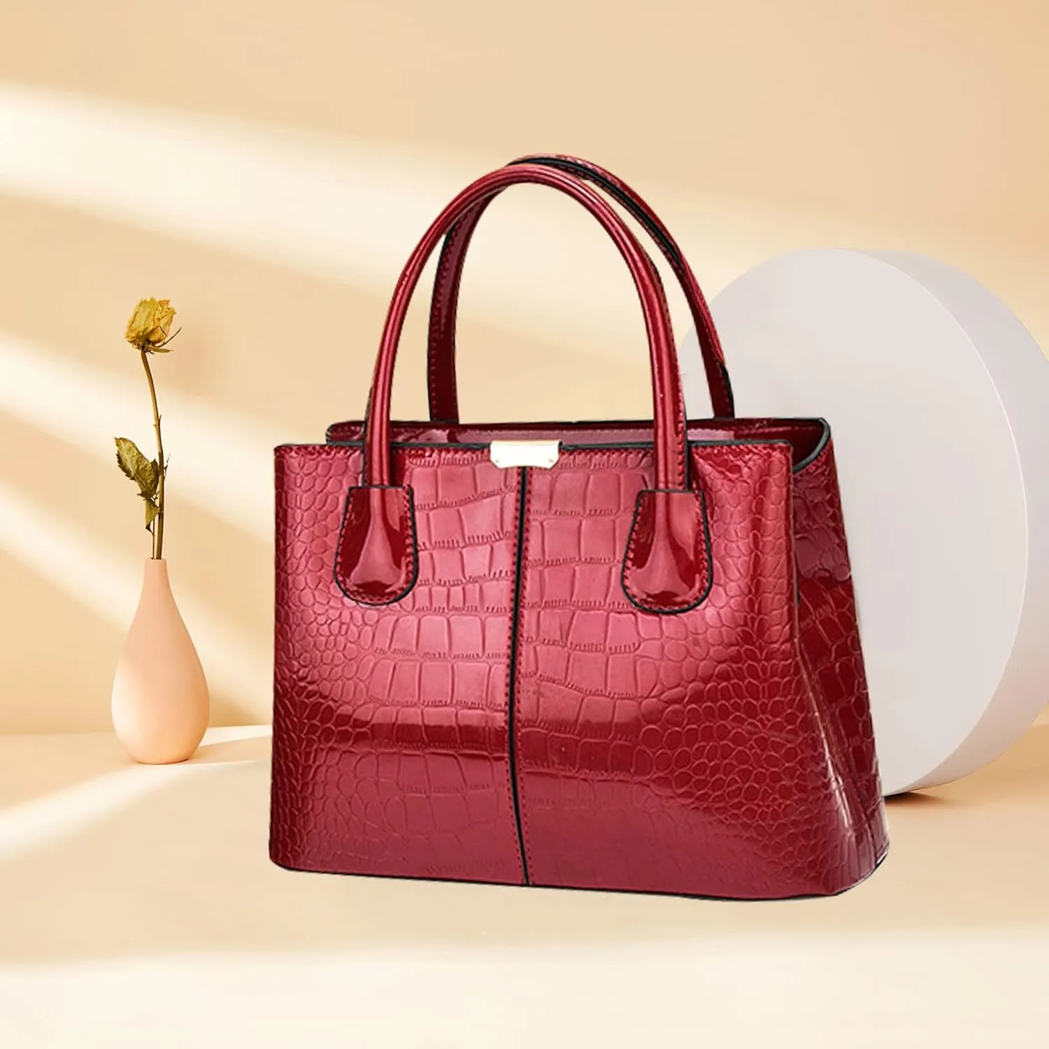NICOLE & DORIS Women Handbag Patent Leather Top Handle Bags Shoulder Bag Elegant Tote Bag Ladies Hand Bag for Work