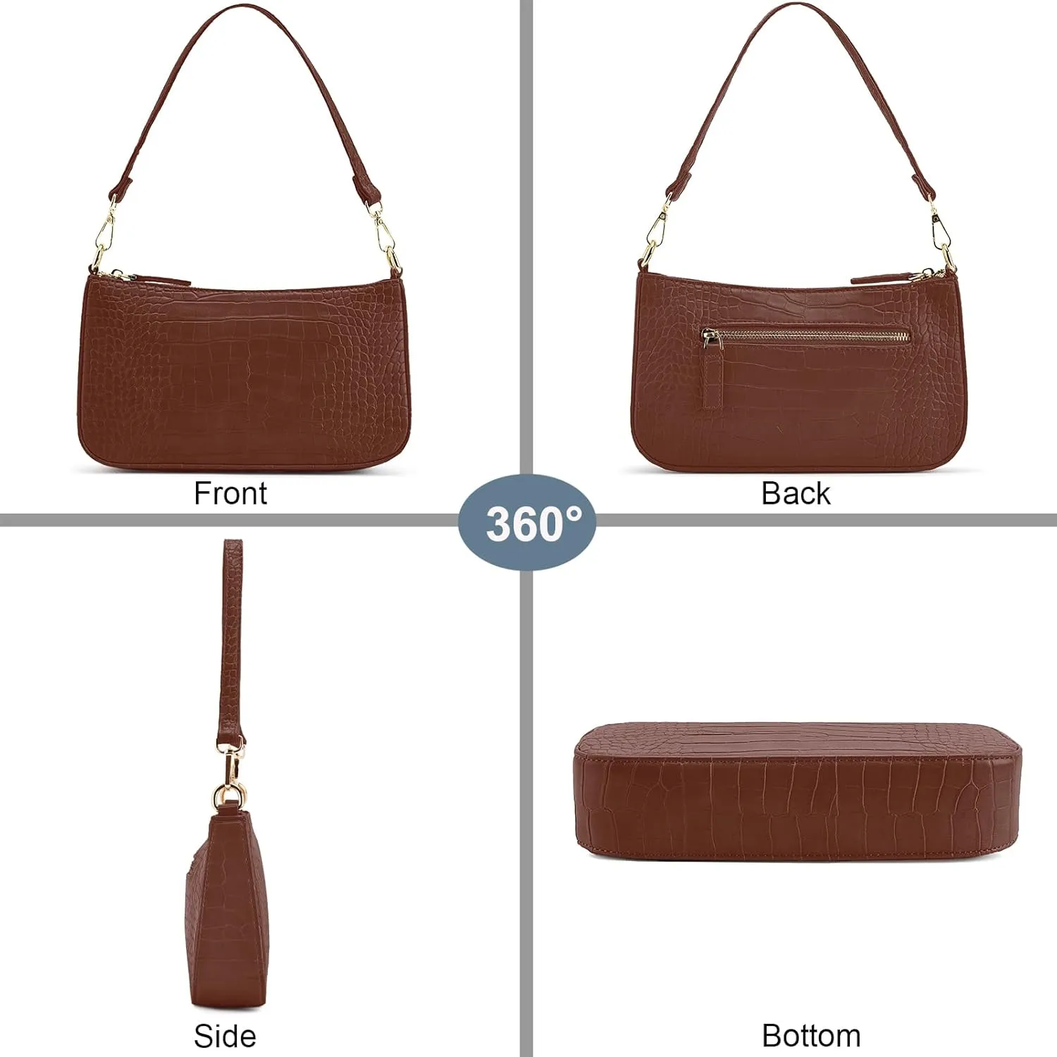 NIUEIMEE ZHOU Small Shoulder bag with 2 Removable Straps Cross Body Clutch Purse Handbag for Women