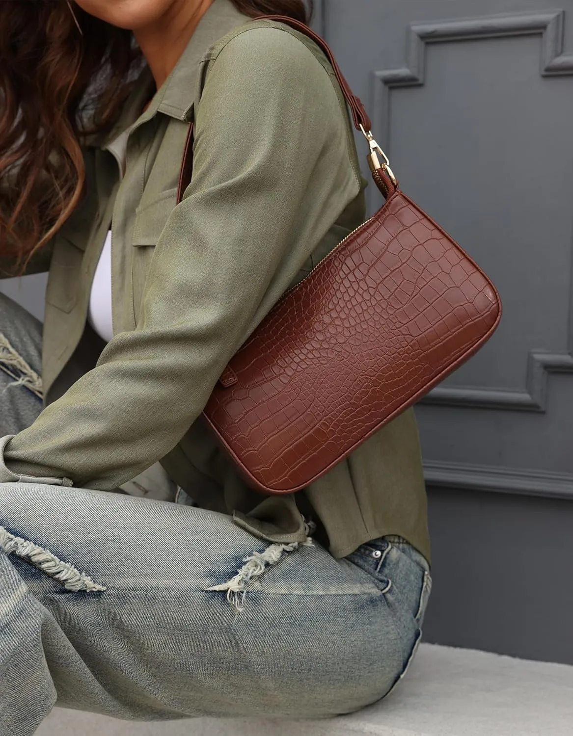 NIUEIMEE ZHOU Small Shoulder bag with 2 Removable Straps Cross Body Clutch Purse Handbag for Women