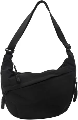 Nylon Crossbody Bags for Women, Trendy Medium Crescent Bag, Lightweight Woman Over Shoulder Purse with Zipper