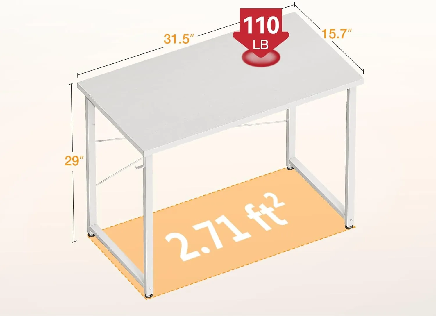 ODK 32 Inches Small Desk for Home Office, Computer Study Table for Small Spaces, Writing Desk with Headphone Hooks, White