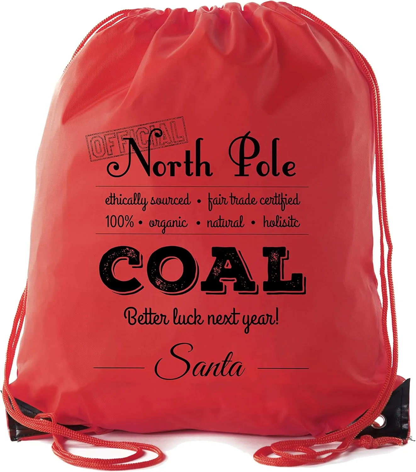 Official North Pole Coal Cinch Bag, Christmas Backpack, Santa Gift Bags!