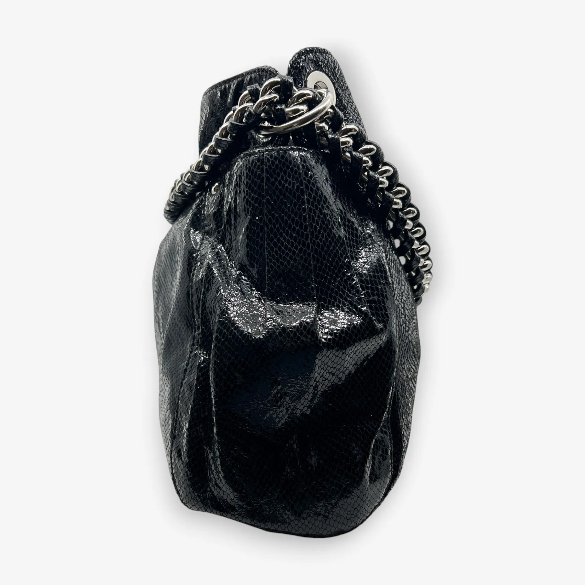 Oroton Black Snake Embossed Leather Hobo Tote Bag