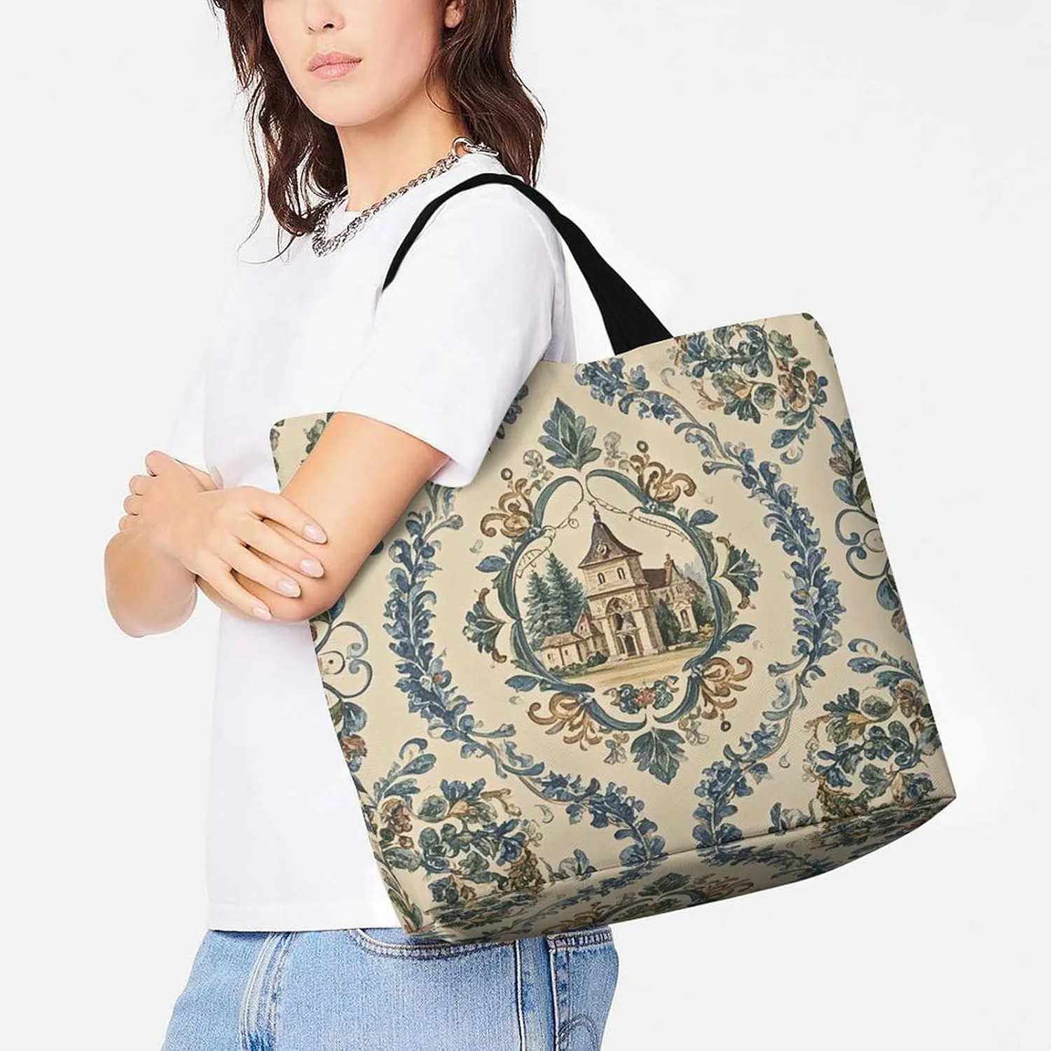 Otters in Love Tote Bag for Women Reusable Grocery Shoulder Bags Shopping Bag for Travel, Groceries