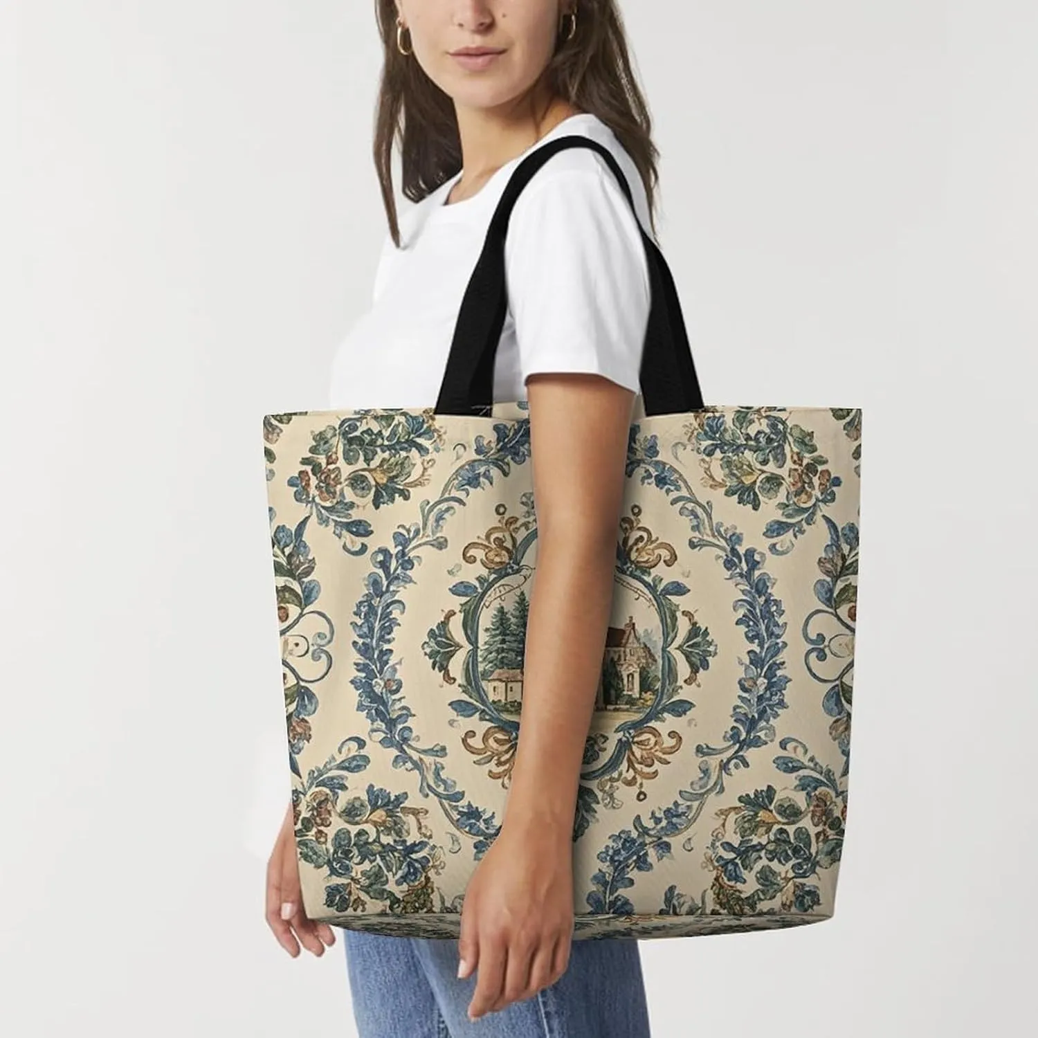 Otters in Love Tote Bag for Women Reusable Grocery Shoulder Bags Shopping Bag for Travel, Groceries