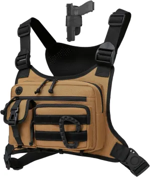 Outdoor Chest Bag For Men and Women, Tactical Vest For Running, Cycling, EDC Chest Pack Rig For Sports and Workouts