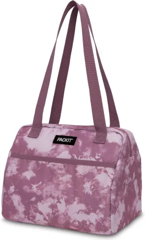 PackIt Freezable Hampton Lunch Bag, Mulberry Tie Dye, Built with EcoFreeze Technology, Collapsible, Reusable, Zip Closure with Front Pocket and Shoulder Straps, Perfect for Tweens and Adults