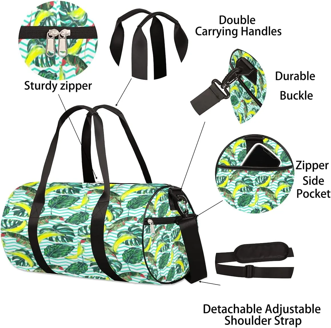 Palm Leaf Abstract Gym Bag Small Gym Duffel Bags for Men Women Overnight Weekender Bag Lightweight Sport Duffle Bag Carry On Gymbag