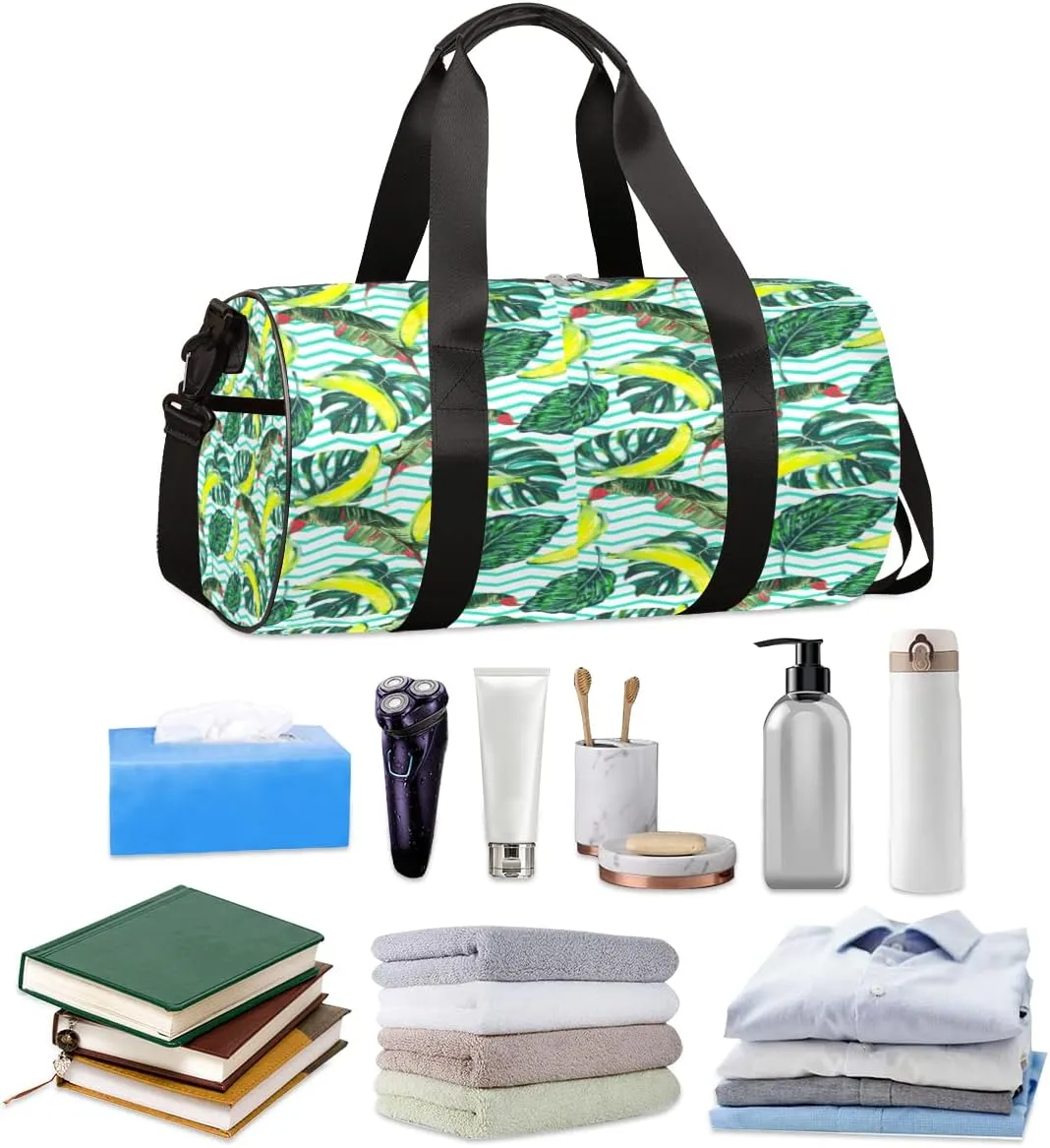 Palm Leaf Abstract Gym Bag Small Gym Duffel Bags for Men Women Overnight Weekender Bag Lightweight Sport Duffle Bag Carry On Gymbag