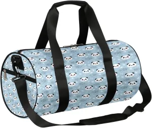 Panda Leaf Blue Gym Bag Small Gym Duffel Bags for Men Women Overnight Weekender Bag Lightweight Sport Duffle Bag Carry On Gymbag