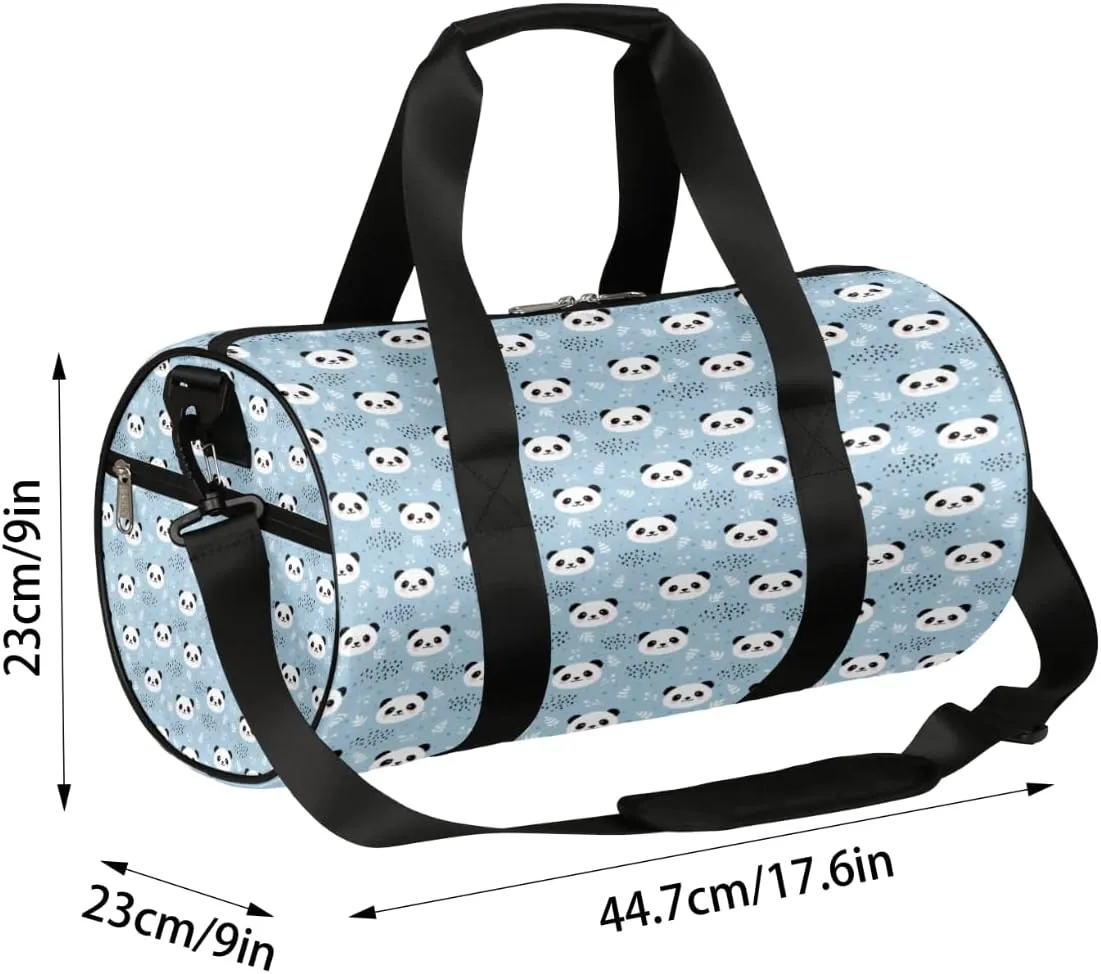 Panda Leaf Blue Gym Bag Small Gym Duffel Bags for Men Women Overnight Weekender Bag Lightweight Sport Duffle Bag Carry On Gymbag