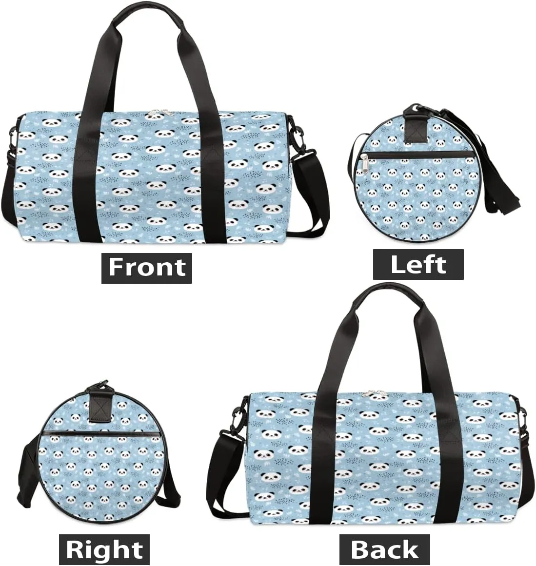 Panda Leaf Blue Gym Bag Small Gym Duffel Bags for Men Women Overnight Weekender Bag Lightweight Sport Duffle Bag Carry On Gymbag