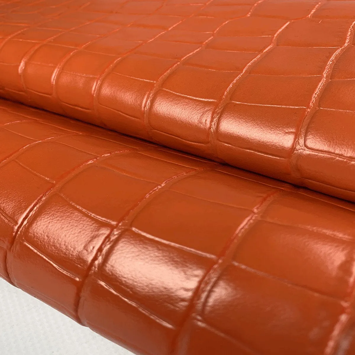 Papaya Croco Print Leather