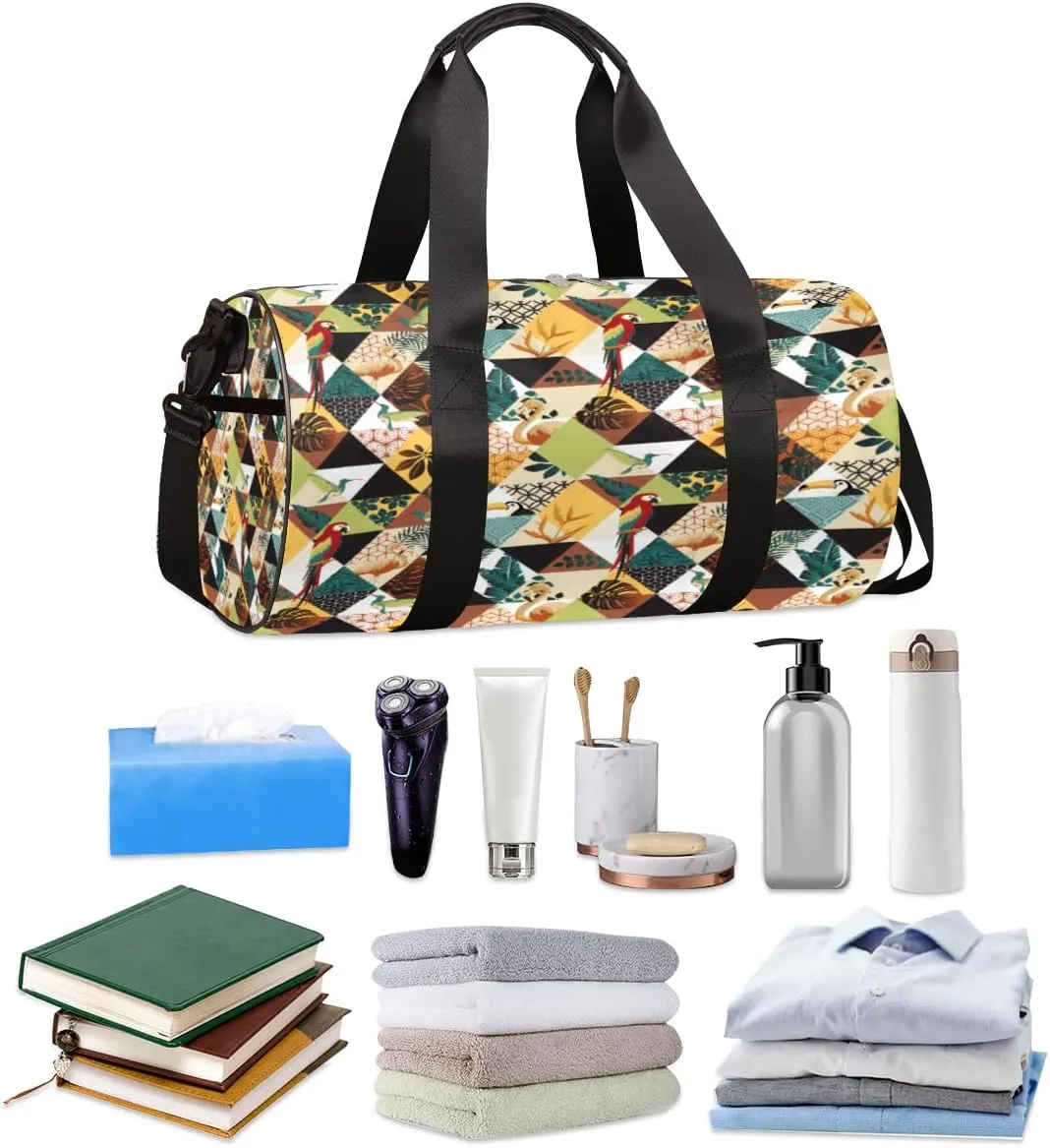 Parrot Toucans Hummingbird Gym Bag Small Gym Duffel Bags for Men Women Coastal Overnight Weekender Bag Lightweight Sport Duffle Bag Carry On Gymbag