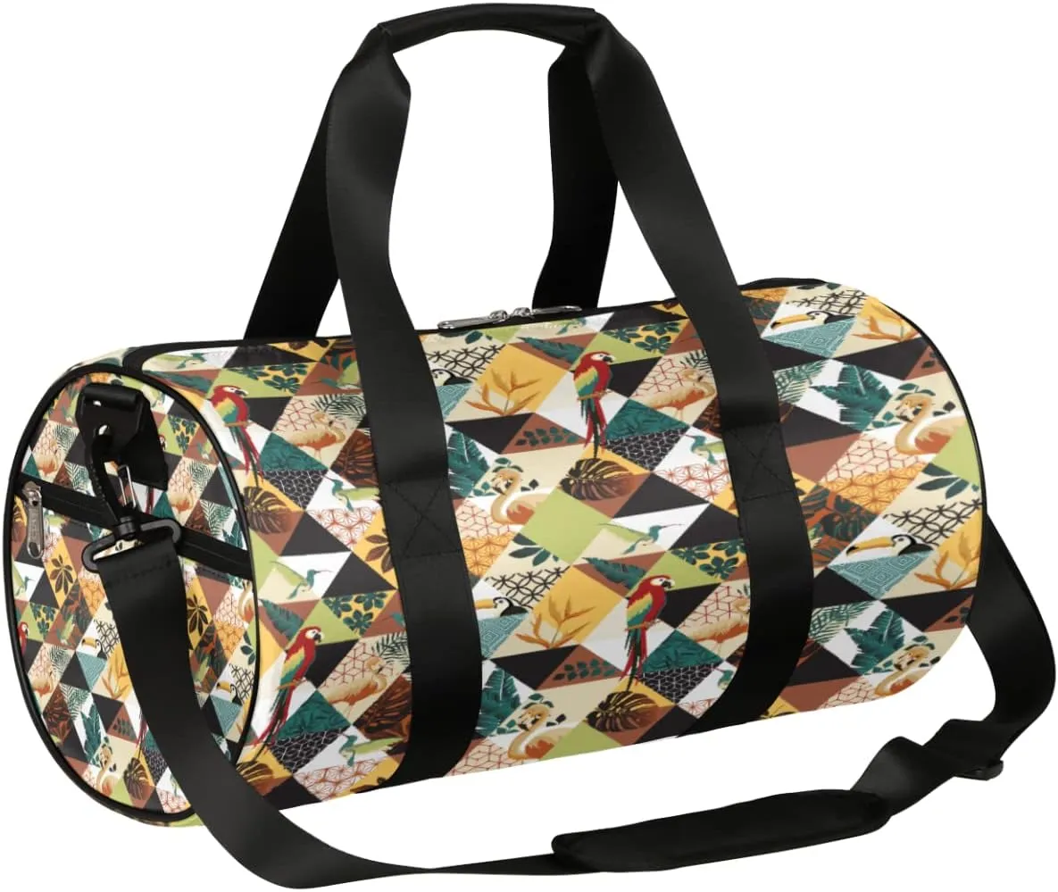 Parrot Toucans Hummingbird Gym Bag Small Gym Duffel Bags for Men Women Coastal Overnight Weekender Bag Lightweight Sport Duffle Bag Carry On Gymbag