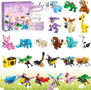Party Favors for Kids, 24 Packs Insect Animal Building Blocks Sets for Goodie Bag Fillers Prizes for Kids Classroom, Birthday Party Favors Gifts for Ages 4-8 3-5 8-12