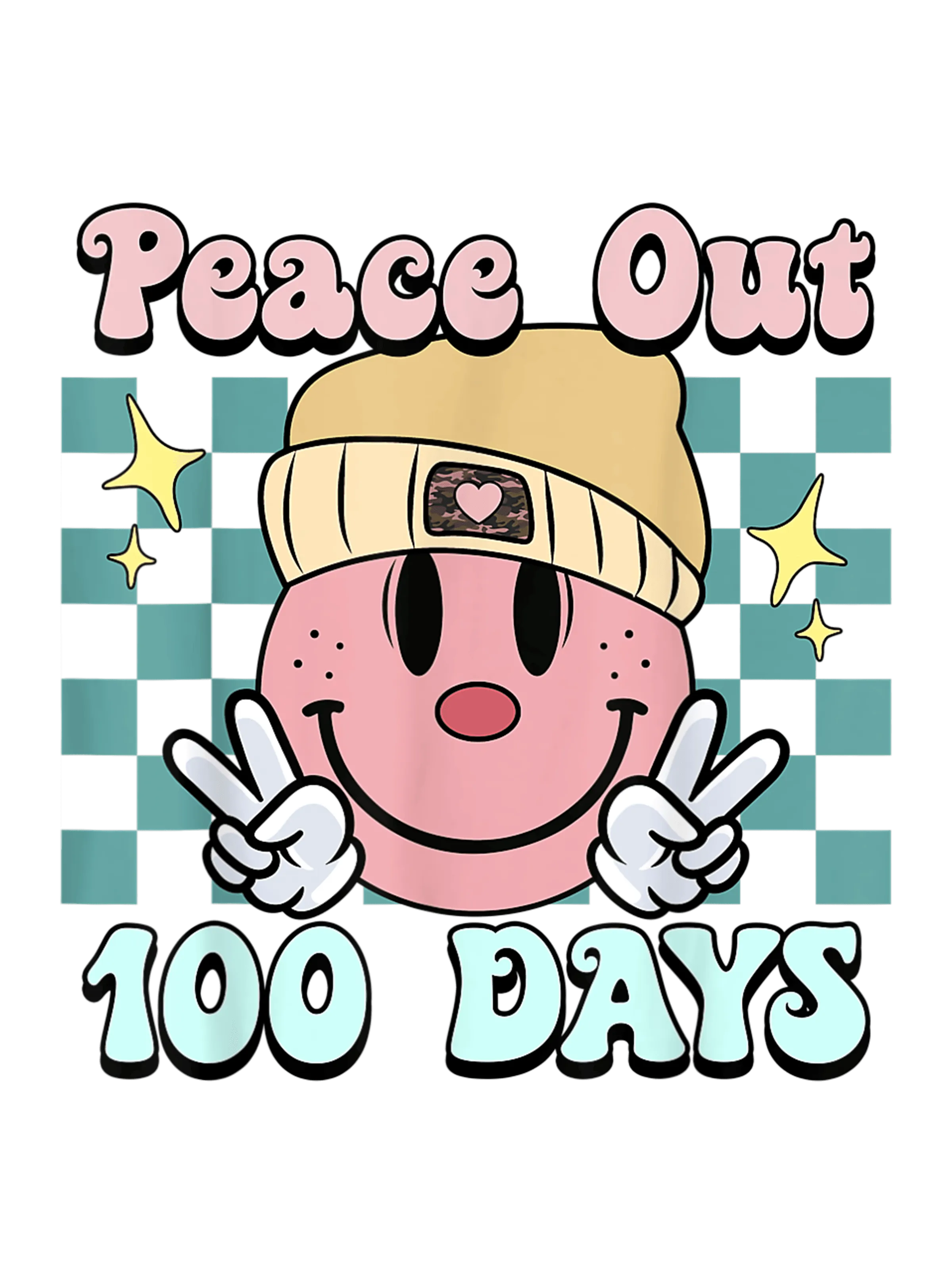 Peace Out 100 Days of School in Pink Font DTF (direct-to-film) Transfer