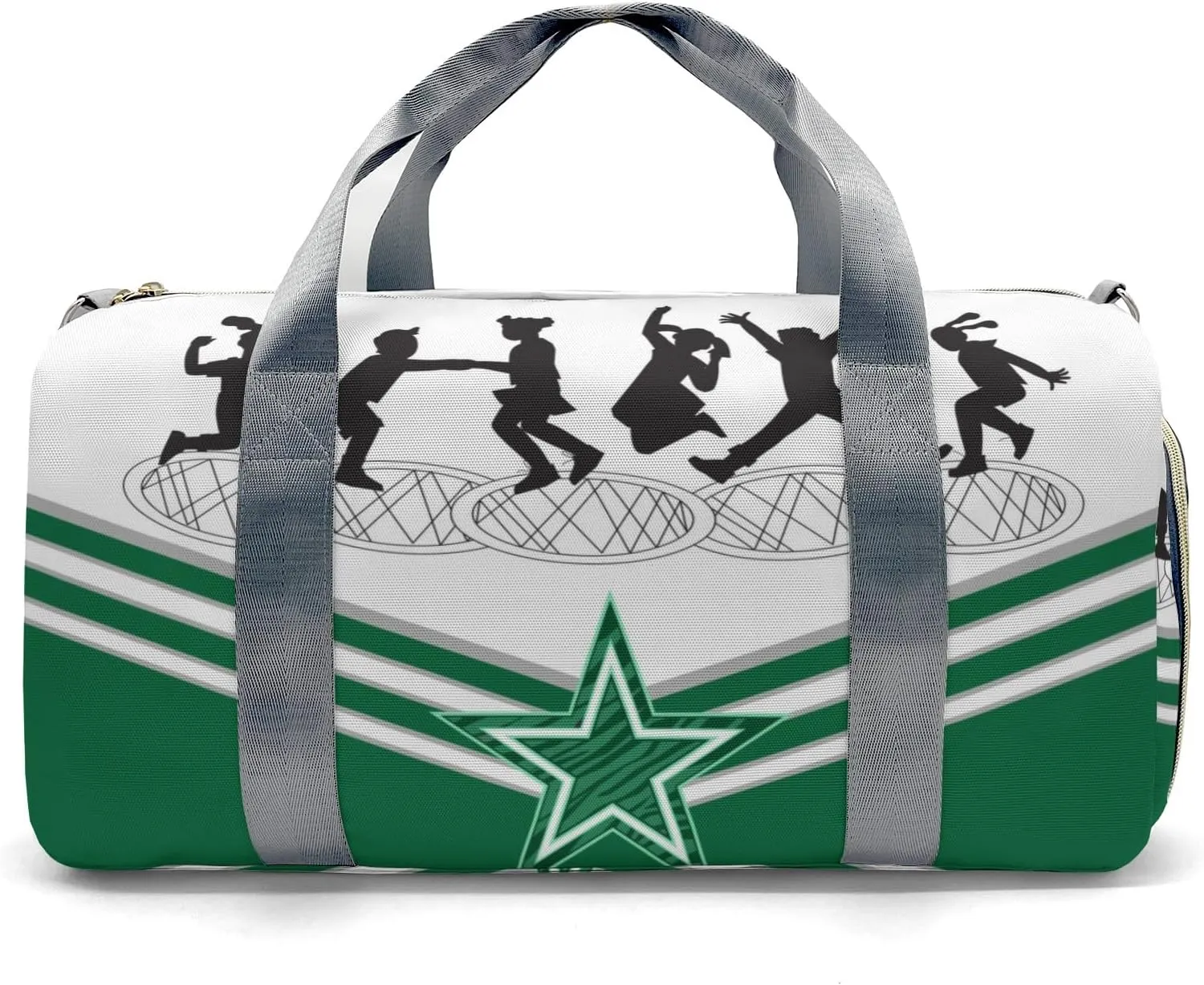 Personalized Duffel Bag Jumping Trampoline Green Athlete Multi-Function Travel Bag Versatile Travel Bags for Active Lifestyles