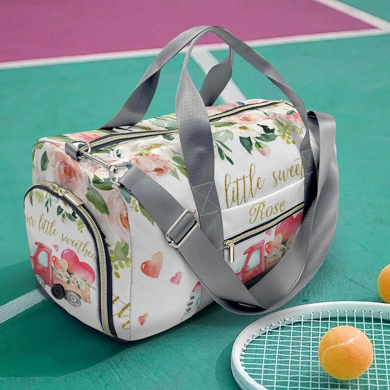 Personalized Duffel Bag Pink Truck Our Little Sweetheart Versatile Travel Bags for Active Lifestyles