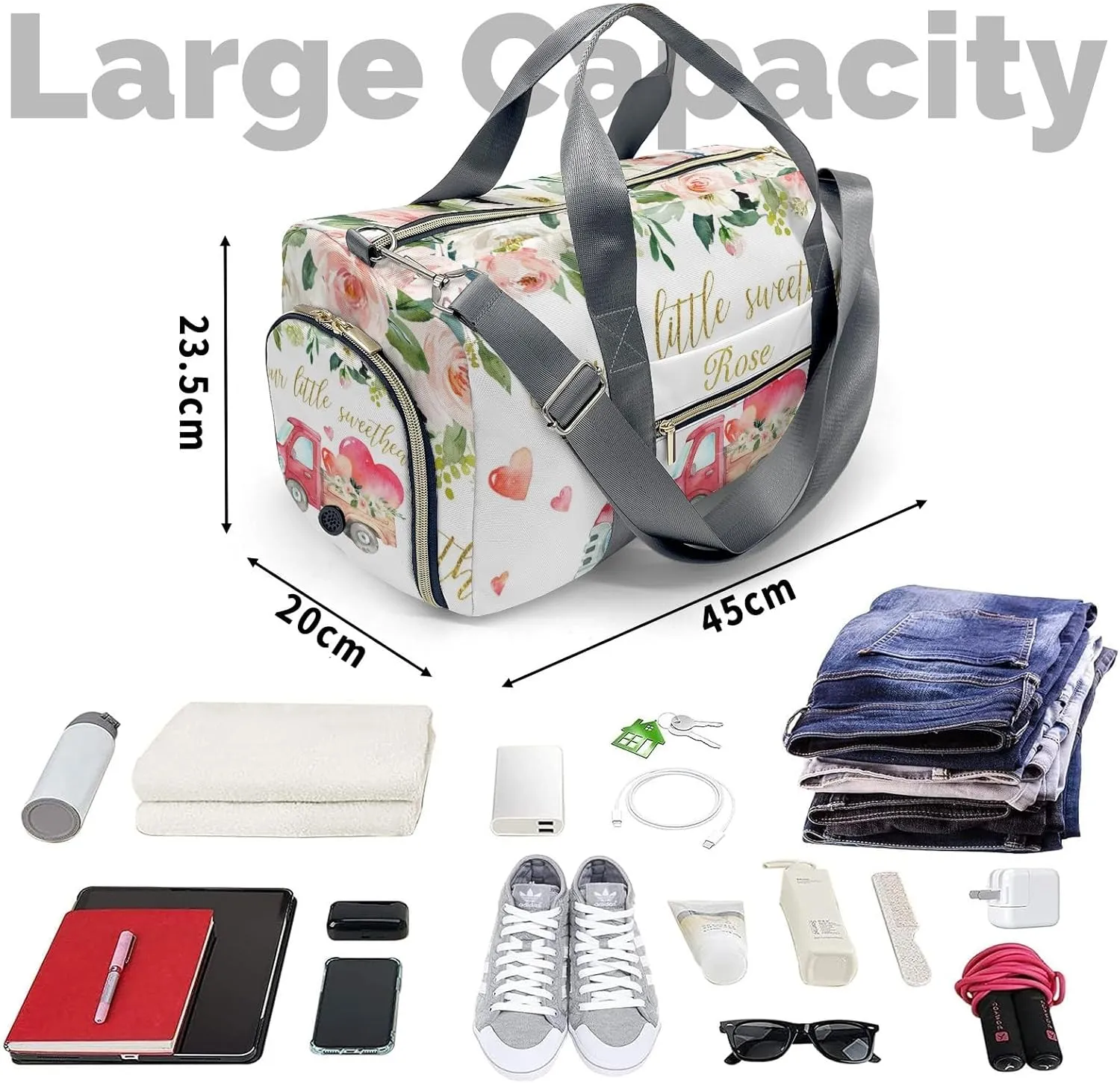 Personalized Duffel Bag Pink Truck Our Little Sweetheart Versatile Travel Bags for Active Lifestyles