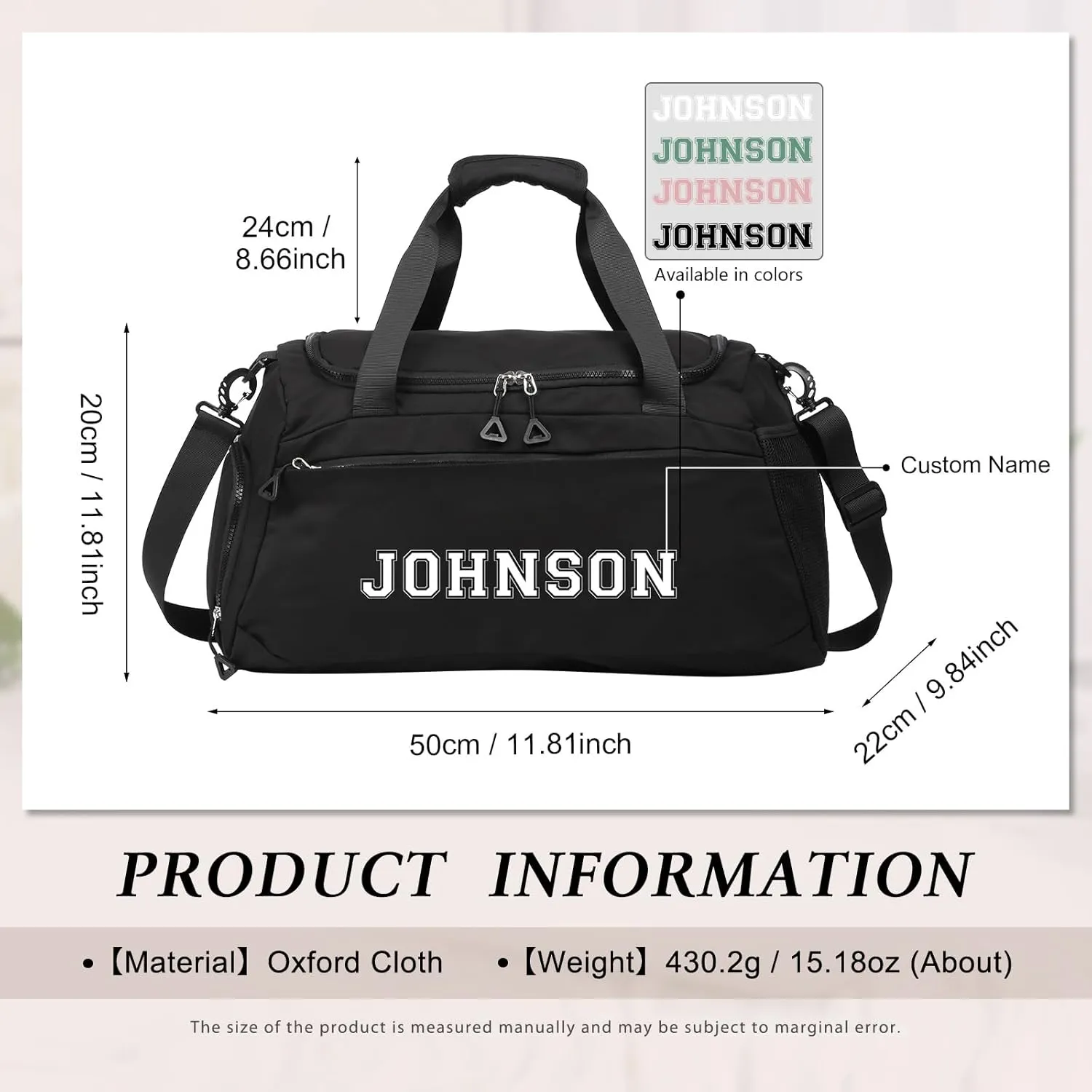 Personalized Duffle Bags for Women - Custom Name Sports Gym Bag with Wet Dry Pockets & Shoe Compartment, Travel Bags for Women Men