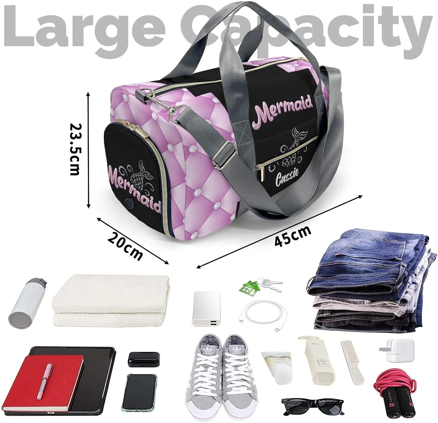 Personalized Name Duffel Bag Bow Pink On-the-Go Fitness: Travel Bags Designed for Active Living