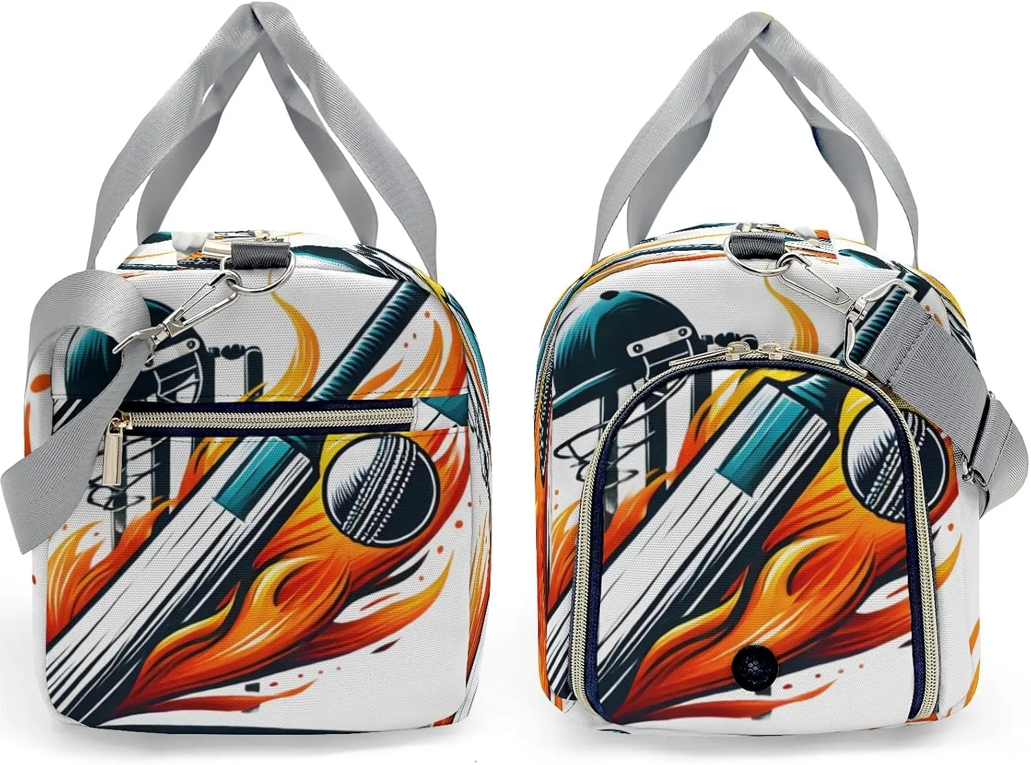 Personalized Name Duffel Bag Cricket Bat and Ball Baseball Flame On-the-Go Fitness: Travel Bags Designed for Active Living
