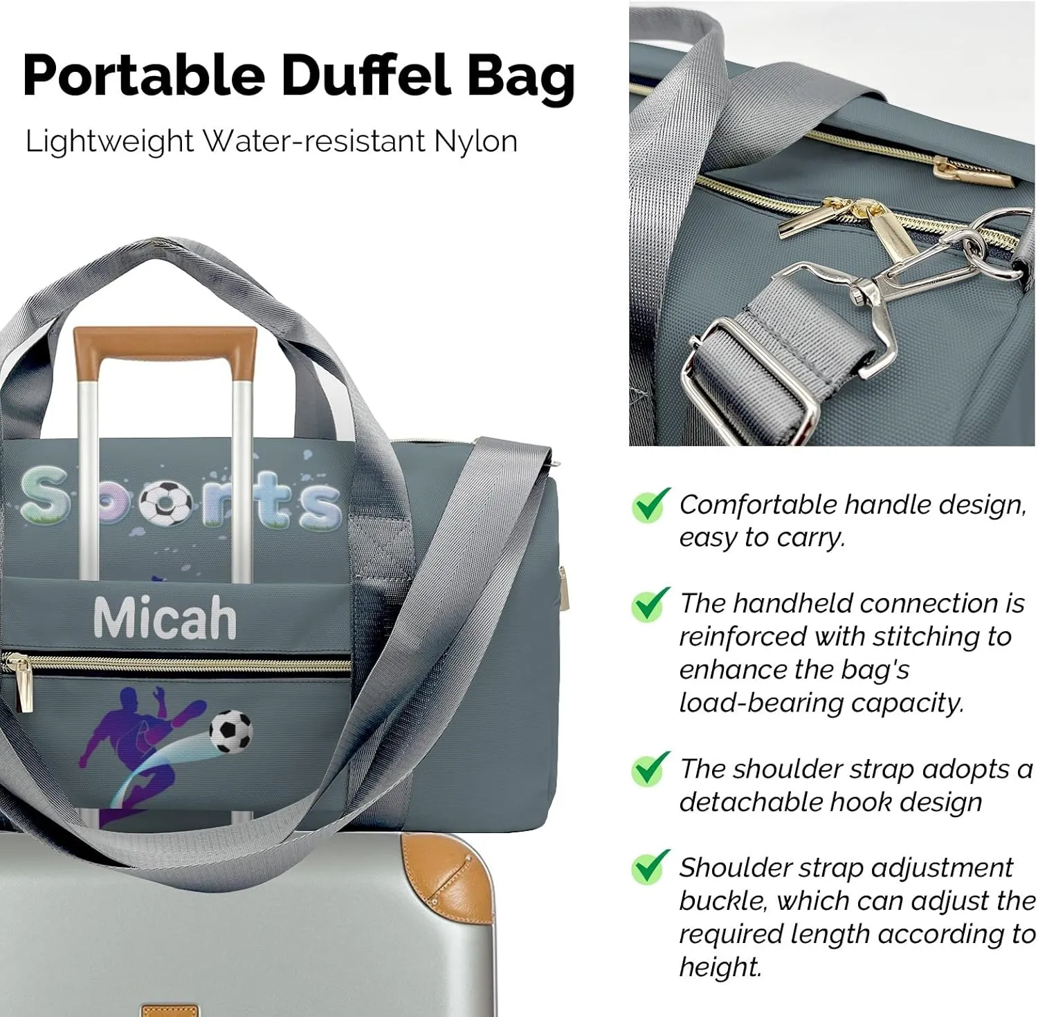 Personalized Name Duffel Bag Soccer Players Sport On-the-Go Fitness: Travel Bags Designed for Active Living